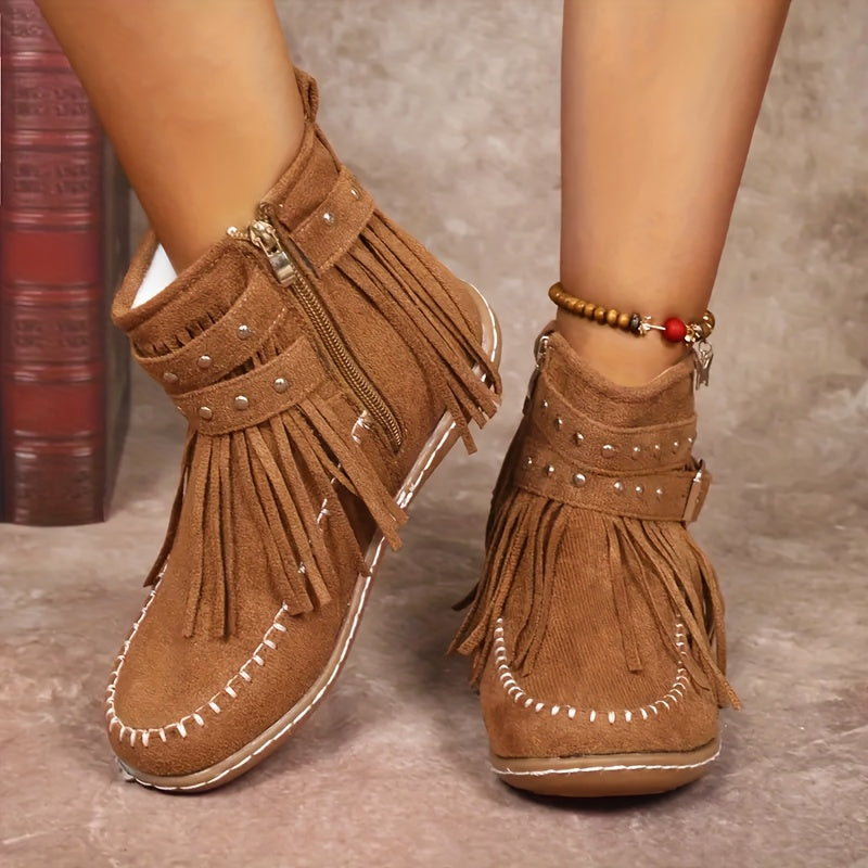 Women's Ankle Boots Solid Color Faux Leather All-Season Buckle Zipper Stylish