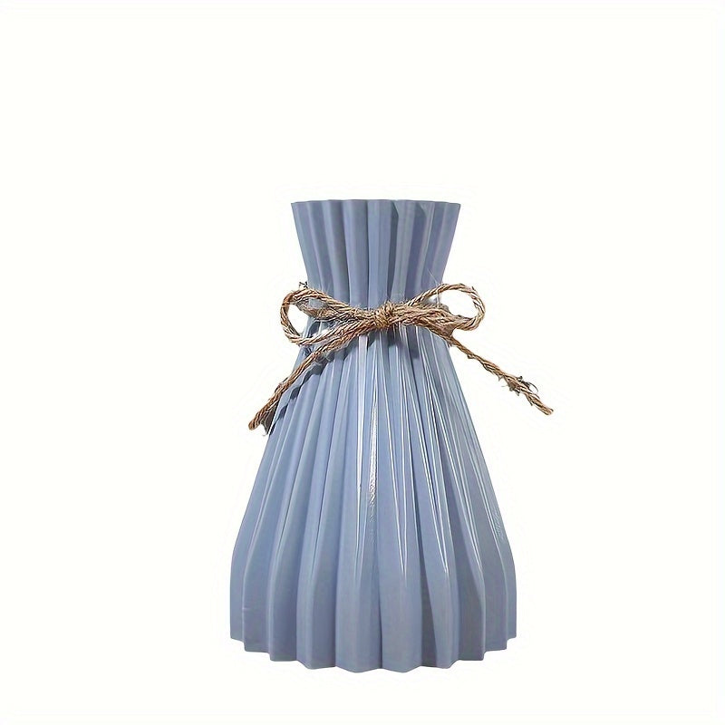 Plastic Vase with Jute Rope Accent for Artificial and Dried Flowers 7x17.5cm