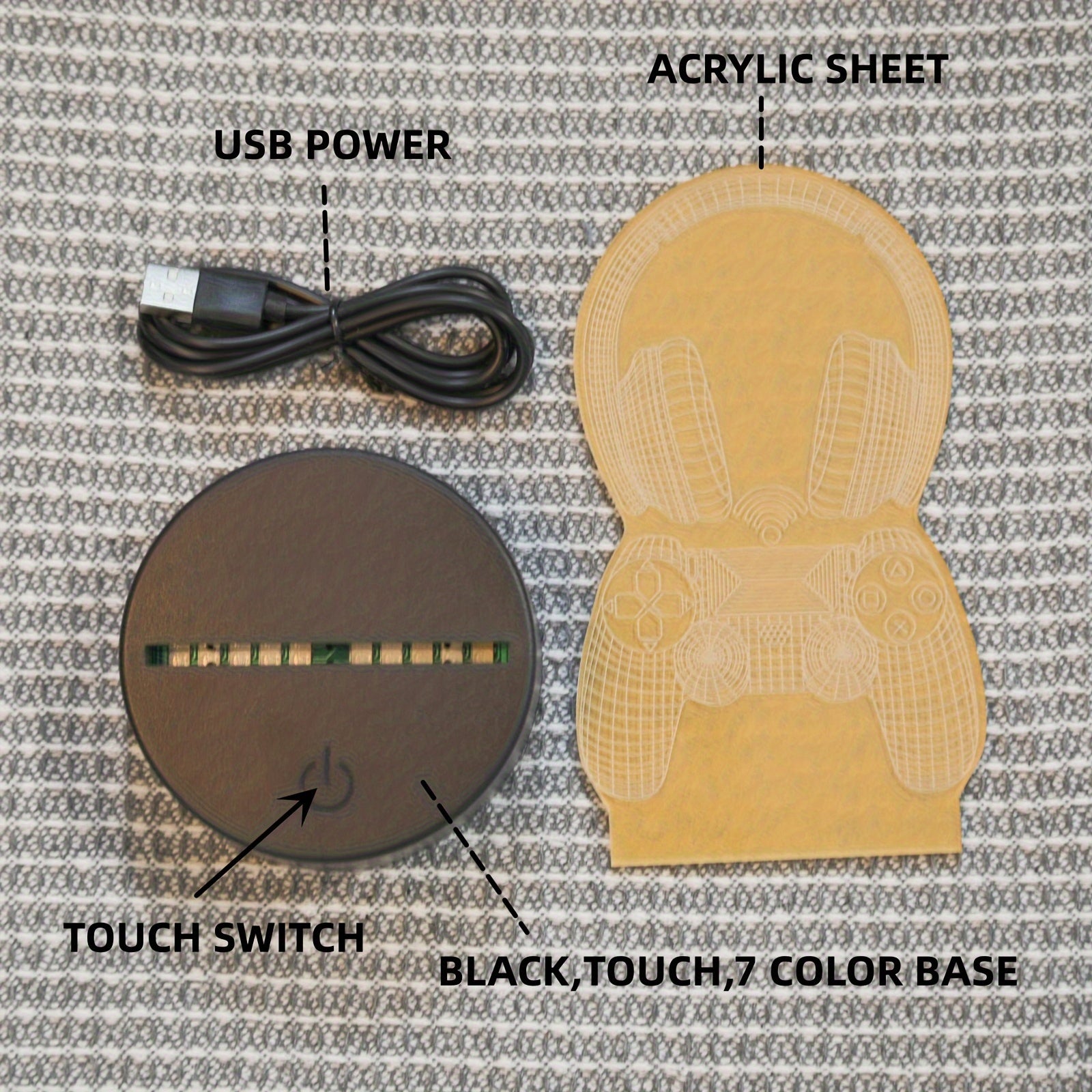 3D Night Light with Seven-Color Game Headset Handle for Bedroom and Game Room