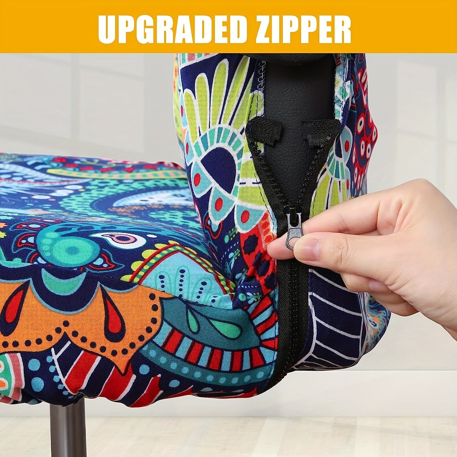 Эластичный чехол для офисного кресла с принтом и молнией, washable и пылезащитный для универсальных вращающихся офисных стульев. Идеально подходит для декора спальни, кабинета или офисного помещения.