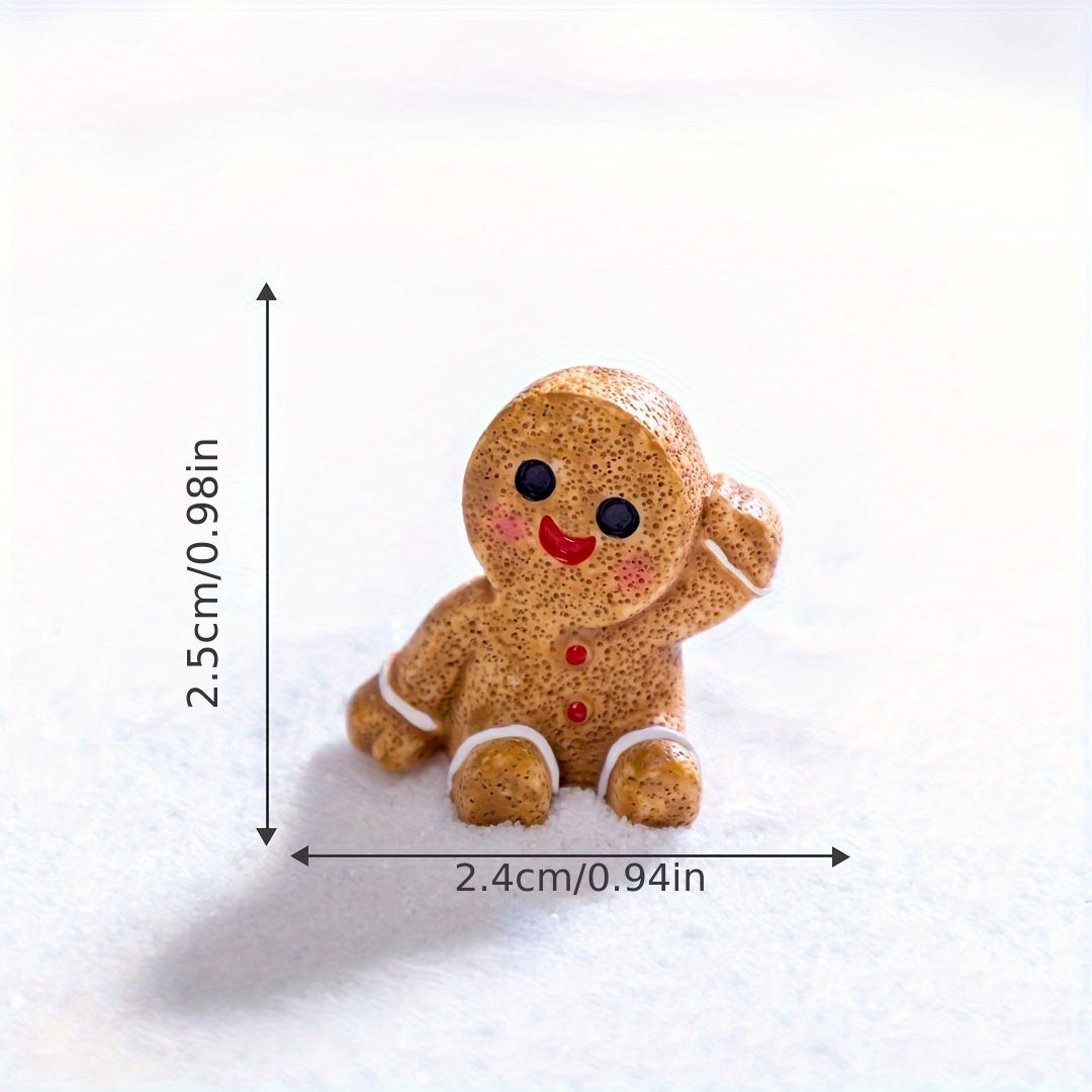 Set of 8 Resin Gingerbread Figurines for Christmas Village Decor and Jewelry Making