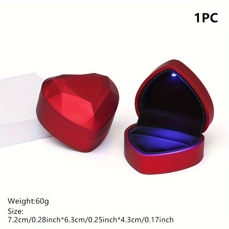 Joyero en forma de corazón con soporte para anillos para el Día de San Valentín en varios colores