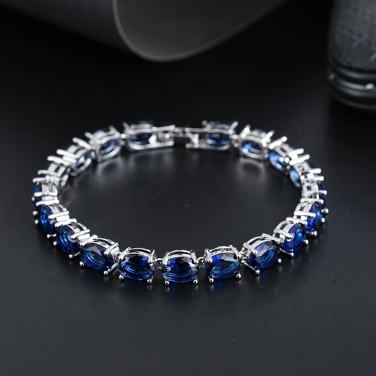 Zirconia Tennis Bracelet with Egg-Shaped Design Silver Jewelry for Women