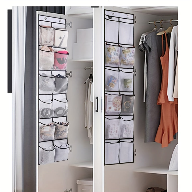 Hanging Fabric Storage Bags with 12 Pockets Wall-Mounted Mesh Pouches for Clothes Toys Snacks Shoes