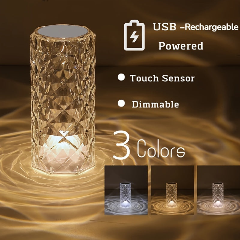 Crystal Rose Desk Lamp Touch Control Remote USB Dimmable 16 Colors Romantic Gift