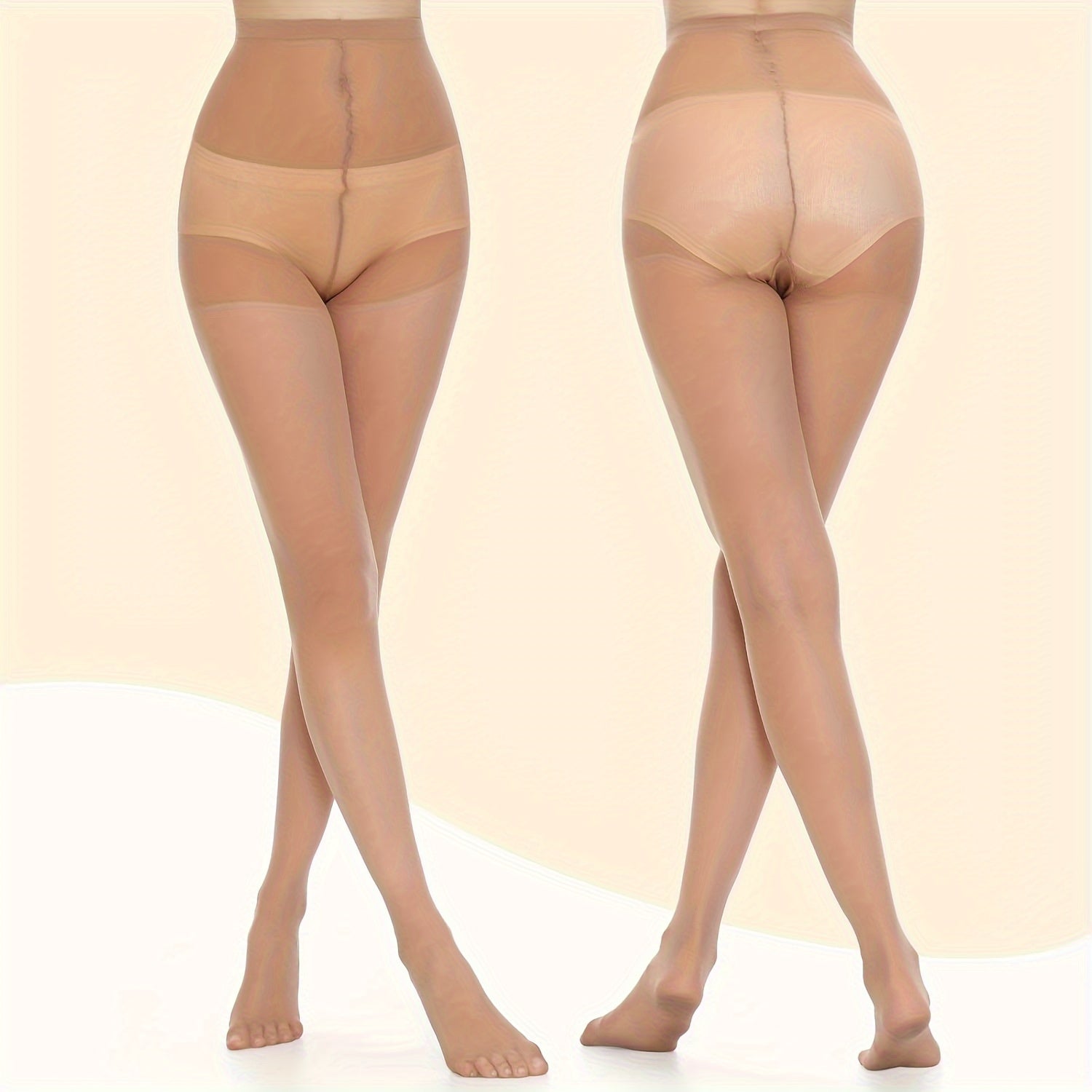 Plus Size Sheer Pantyhose for Women High Waist Control Top Solid Color 6 Pack