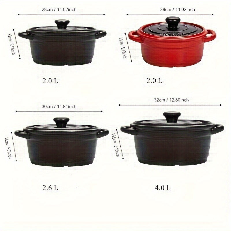 Enamel Ceramic Casserole 2L Dishwasher Safe High Temp Resistant for Stews Soup