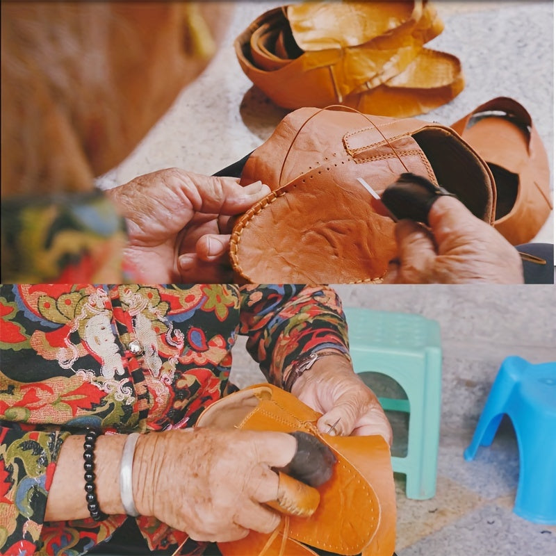 Men's Casual Leather Oxford Shoes Slip-On Low Top Round Toe All-Season