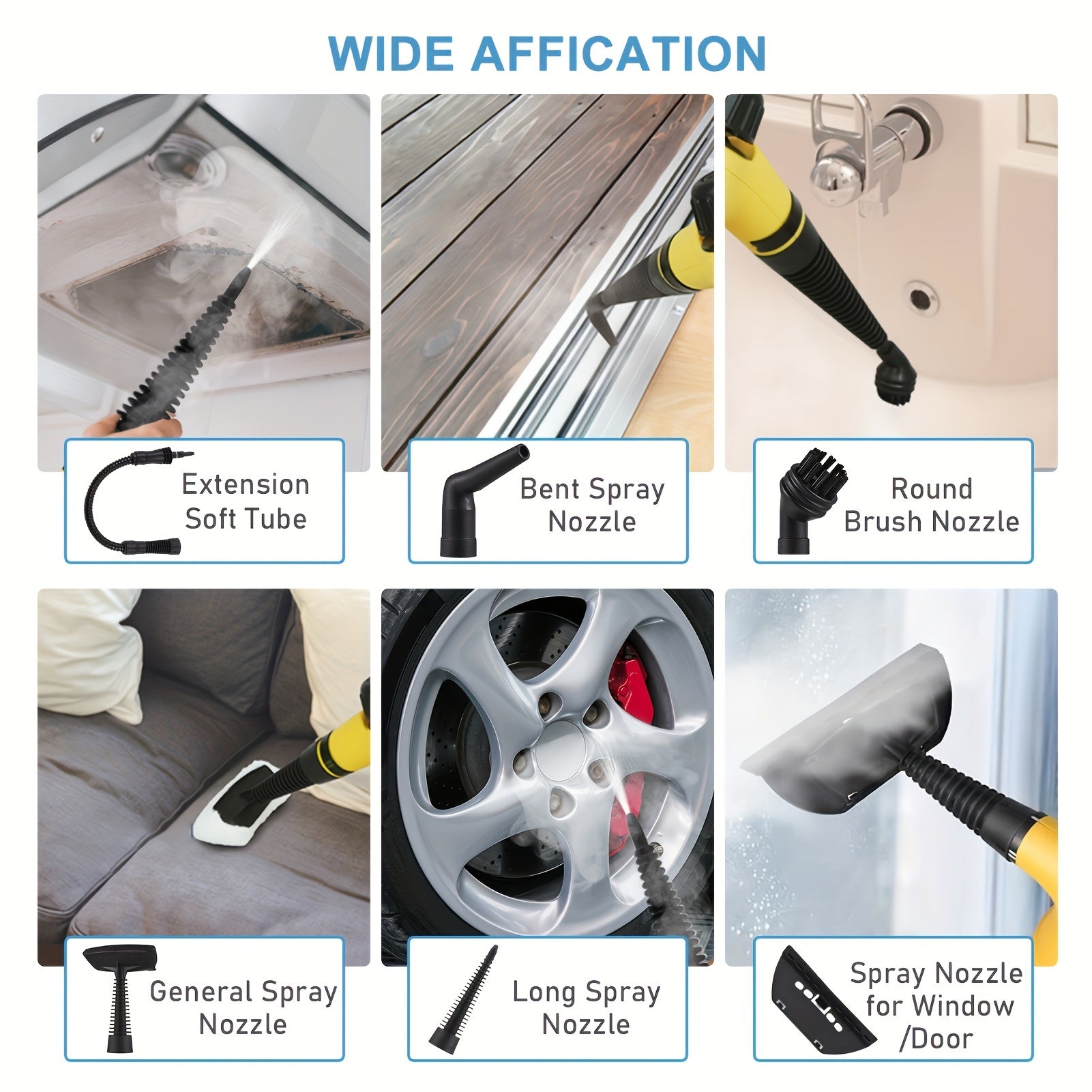 Handheld Steam Cleaner 350ml Pressurized 600W 105°C for Surfaces and Home Use