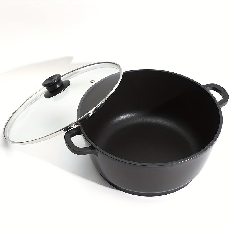 Japanese Style Dual Handle Deep Soup Pot Non-Stick Aluminum 3.5 Quart