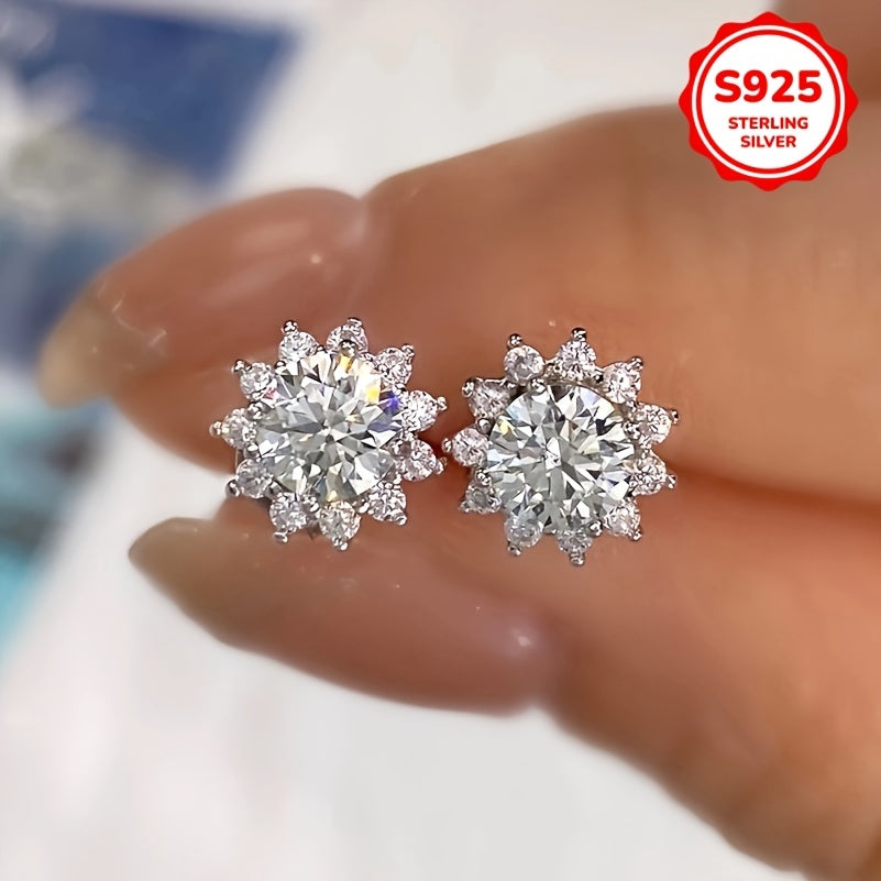 Chiroyli 925 Sterling Silver Qor to'pi Stud Ziraklar, 2.76g Yengil Gipoallergen Oltin Oq Kubik Zirconiya, Ayollar uchun Romantik Dizayn - Har kuni, 14-fevral va To'y uchun Ideal, 8mm O'lcham, Teriga yumshoq.