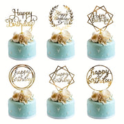 Golden Birthday Acrylic Cake Topper for Celebrations Baby Shower Party Decorations