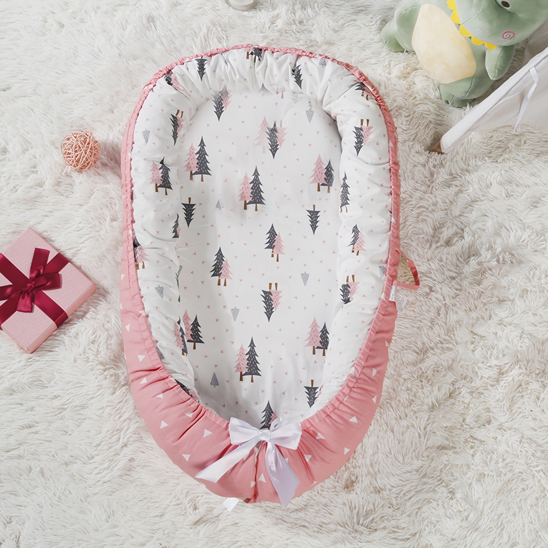 Kids Travel Bed Portable Foldable Washable with Anti-Pressure Cotton and Removable Pillow