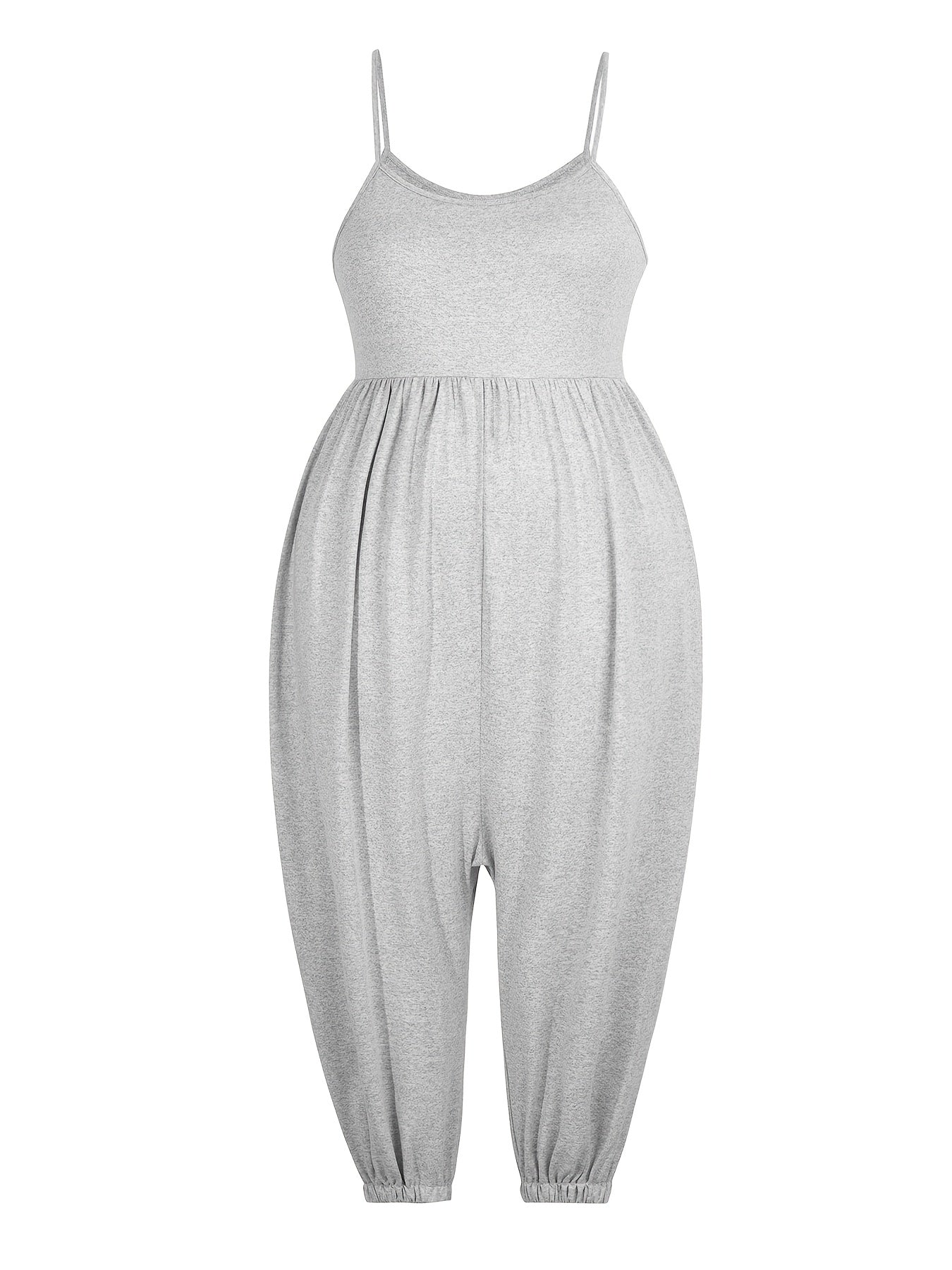 Plus Size Women's Sleeveless Romper Solid Color Loose-Fit Casual Clothing