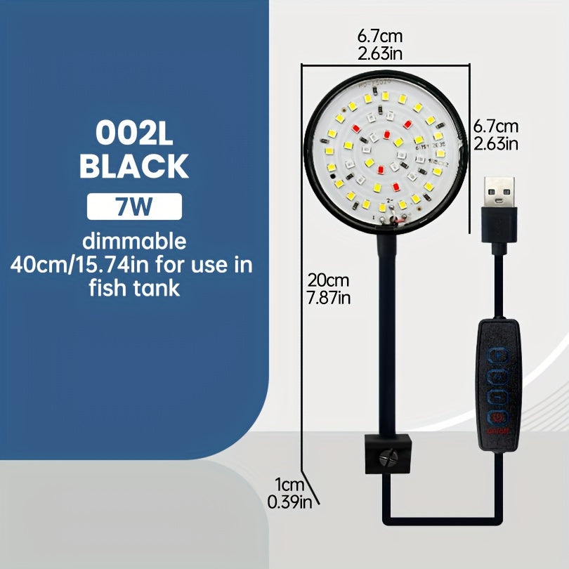 Mini Aquarium Light Clip 5W 7W USB Adjustable 360° Rotating Fish Tank Lighting