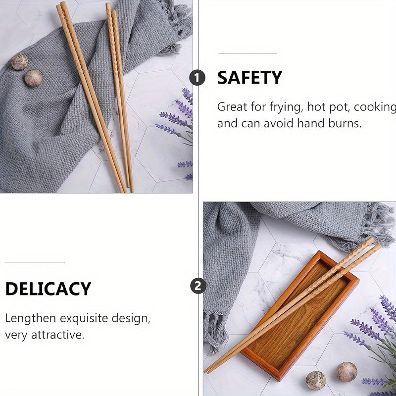 13-Inch Wooden Cooking Chopsticks for Noodles Frying Hot Pot Reusable Durable