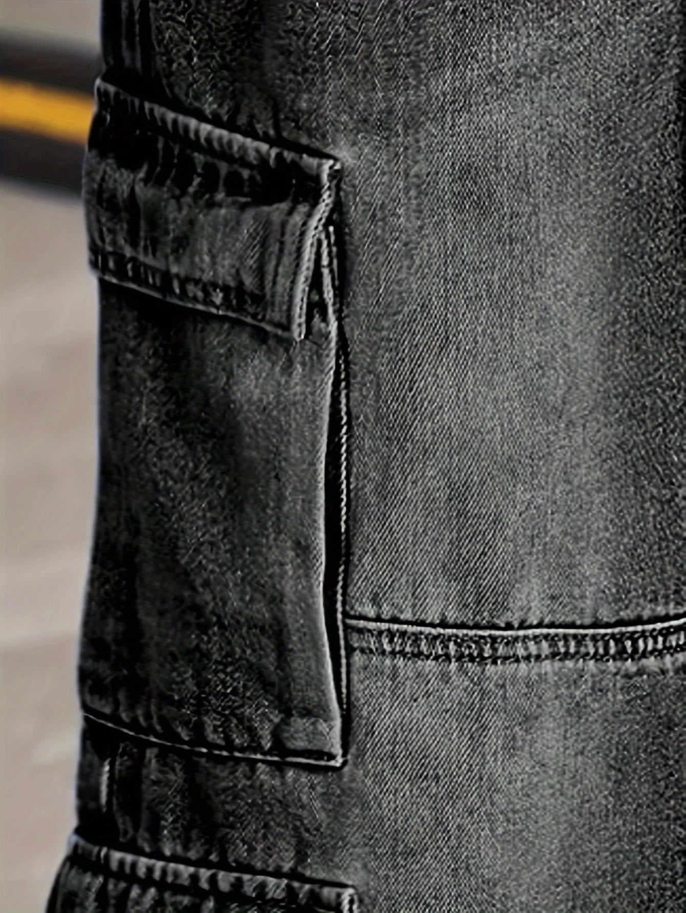 Teen Cargo Denim Pants Long Length Ash Gray Loose Fit Elastic Waist Casual Streetwear for Ages 8-15