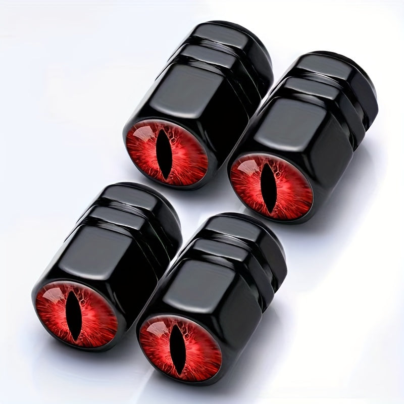 4Pcs Red Aluminum Chrome Tire Valve Cap Covers Universal Auto Motorcycle Truck Bike