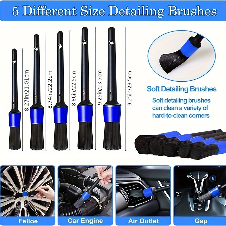 27-Piece Car Wash Detailing Kit Interior Exterior Wheel Brushes No Power Needed