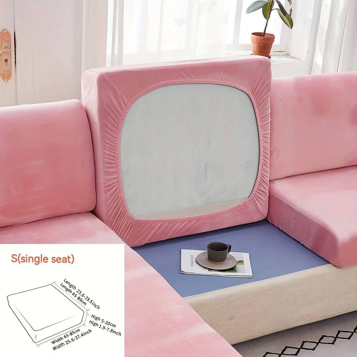 Velvet divan qopqog'i qishda issiqlik, changga chidamli, elastik, to'liq qamrov, sirpanishga qarshi, mushuk chizishiga chidamli