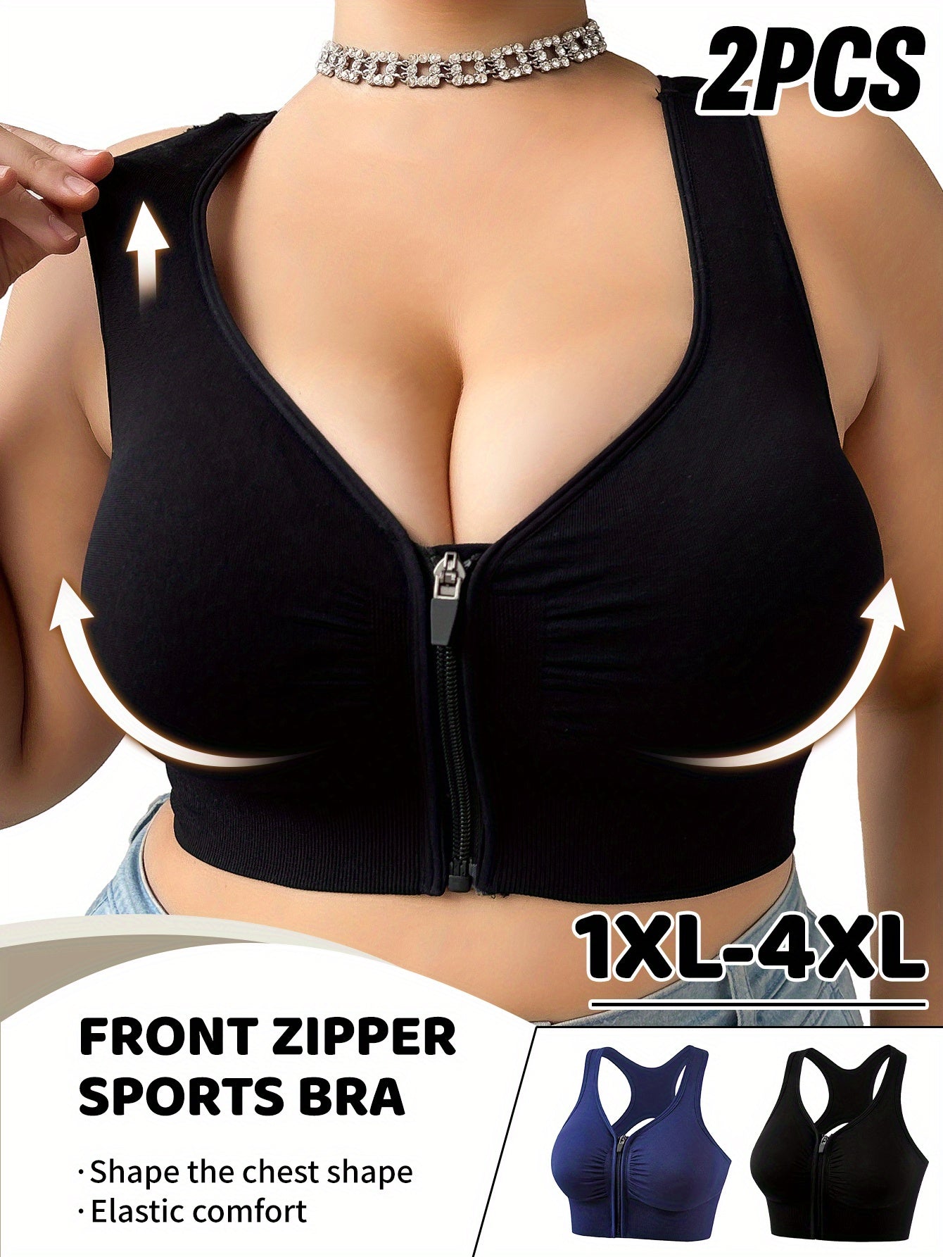 Women’s Plus Size Seamless Breathable Yoga Bras 1XL-4XL Black Navy Blue