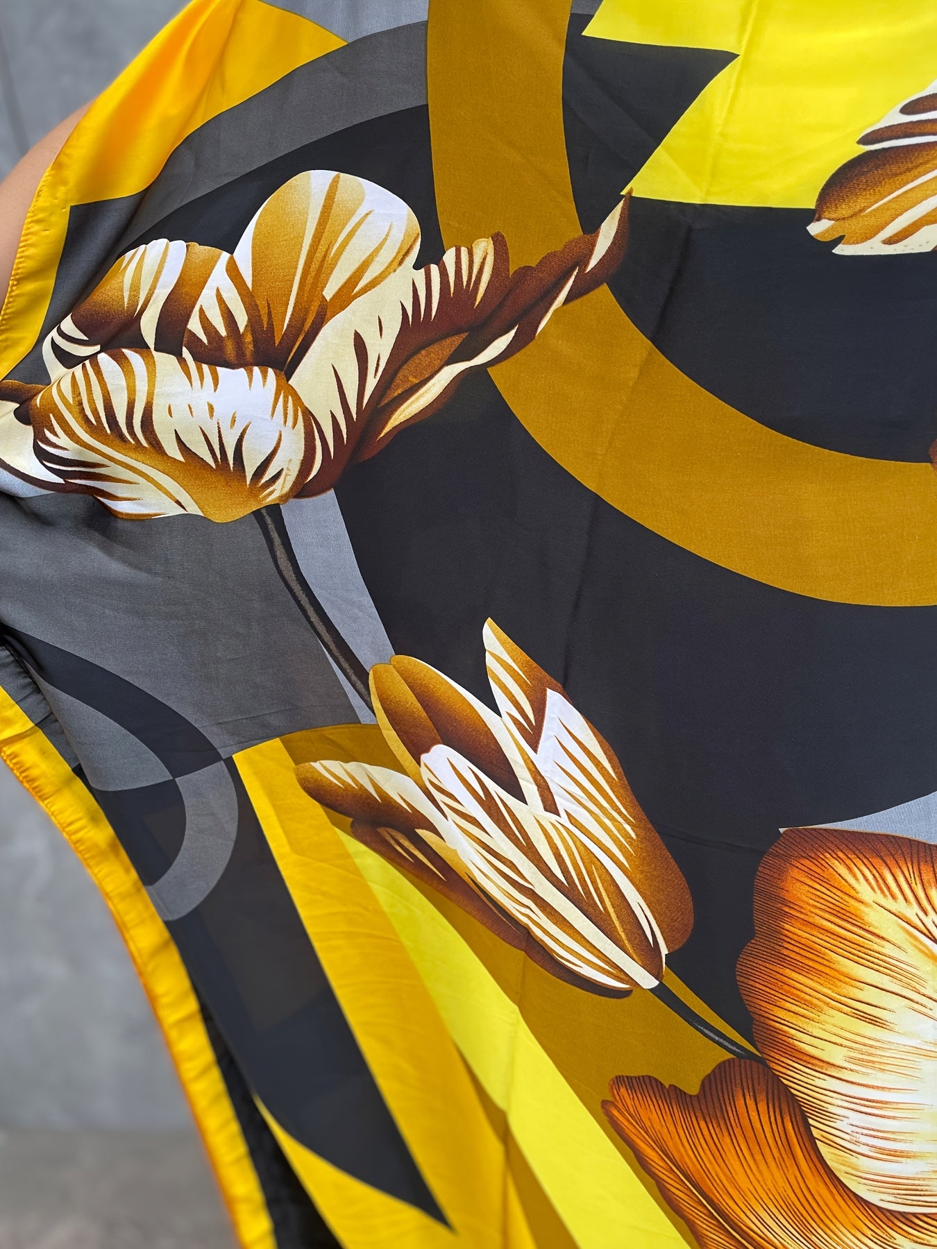 Women's Plus Size Floral Print Tunic Dress Polyester Crew Neck Batwing Sleeve