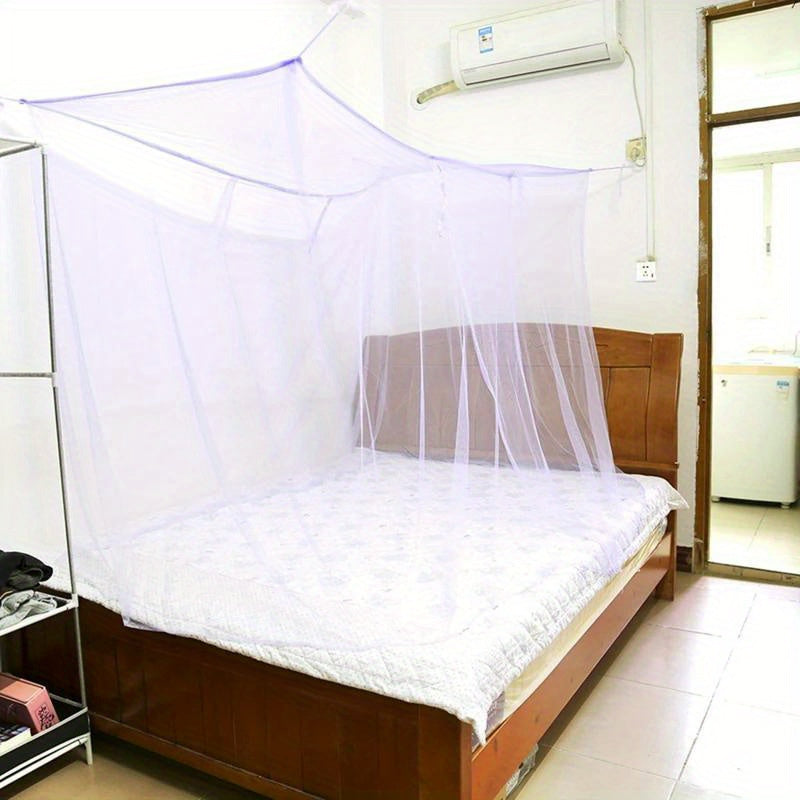 Cielo de cama de poliéster blanco con entrada individual, mosquitera para dormitorio y exteriores