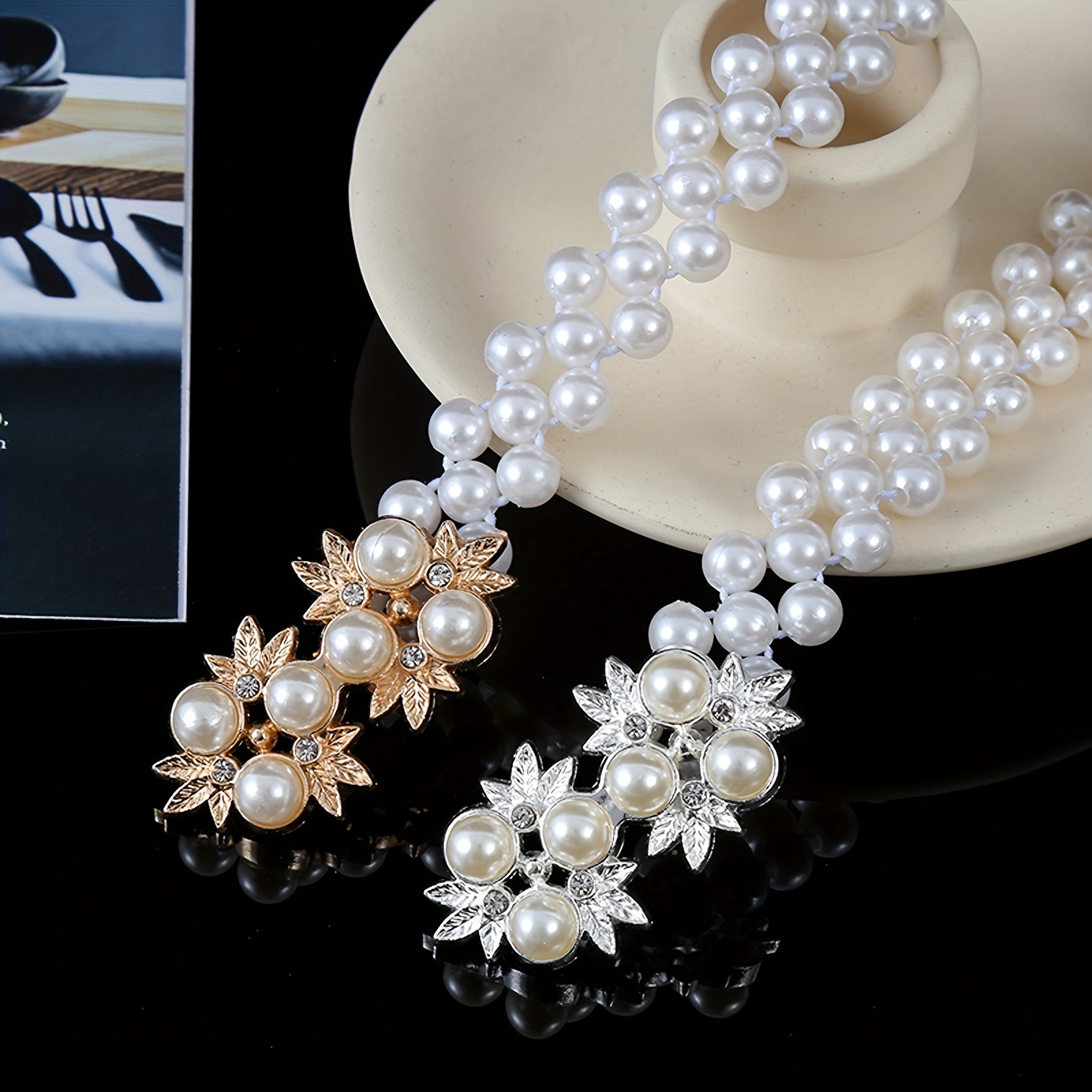 Women's Pearl Waist Chain Belt Elastic Jewelry for Dresses and Outfits