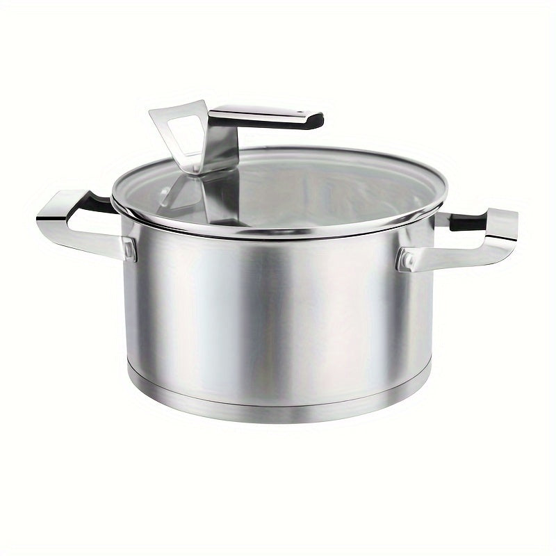 Olla de acero inoxidable para sopa para cocinar al vapor fideos, gachas y leche, engrosada, compatible con estufa de gas
