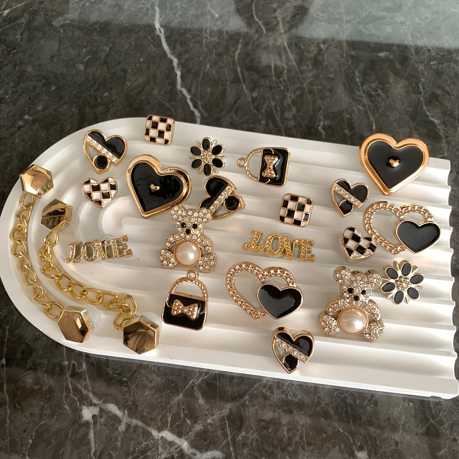 Kids Shoe Charms Set Bear Love Detachable DIY Accessories 22pcs