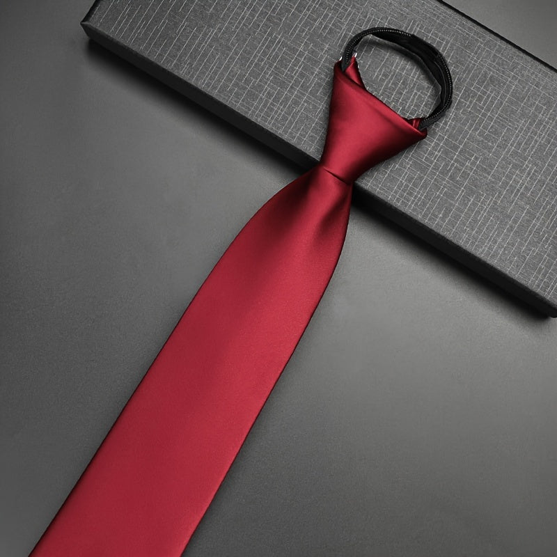 Corbata con cremallera azul marino y burdeos para hombres, ideal para eventos formales y bodas