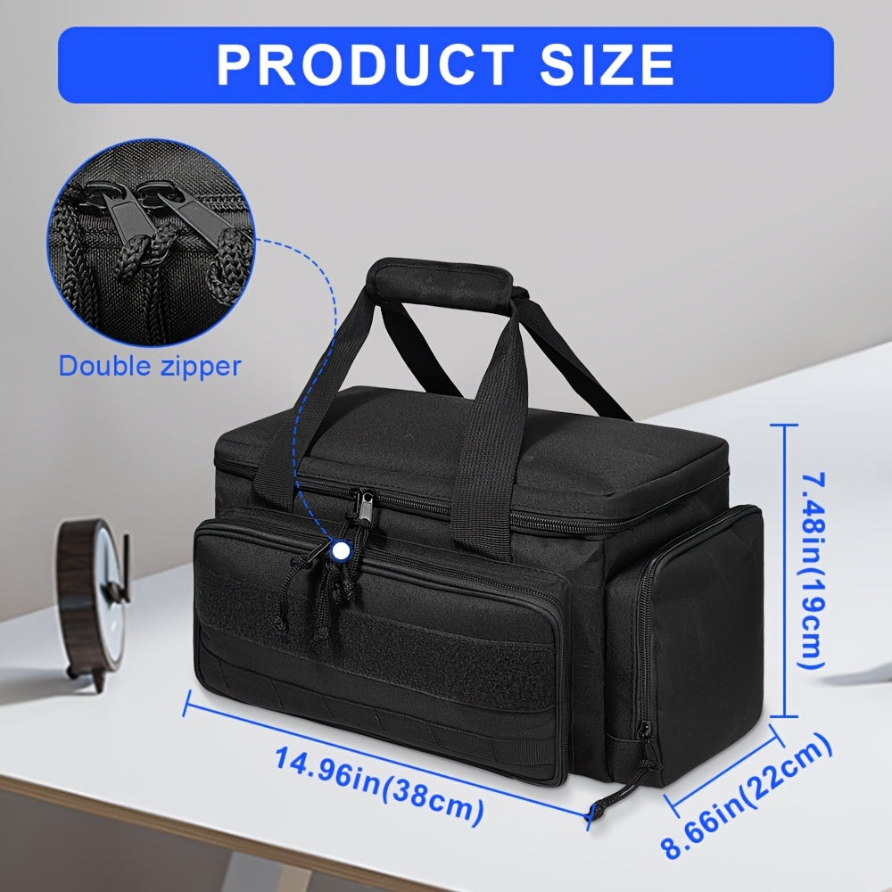 14-Inch Black Tactical Tool Bag with Scratch-Resistant Bottom for Electricians Maintenance Craftsmen