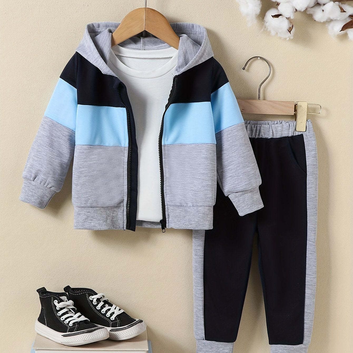 Boys Hoodie and Pants Set with Colorful Design Polyester Cotton Fall Winter Casual