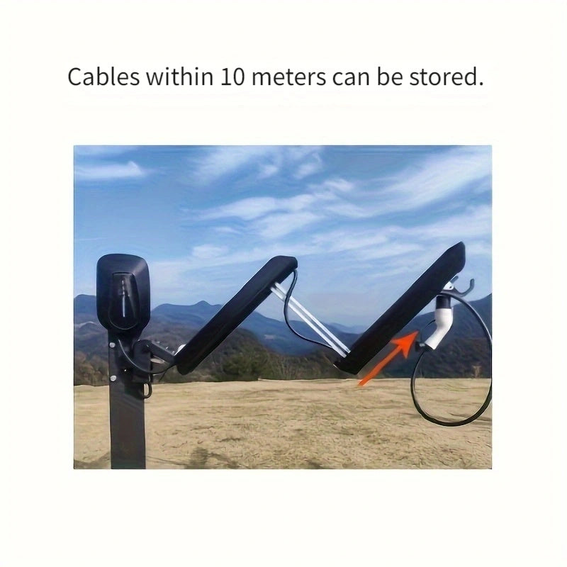 Electric Car Charging Cable Arm Bracket Adjustable Push-Pull Design White Gold Storage Slots