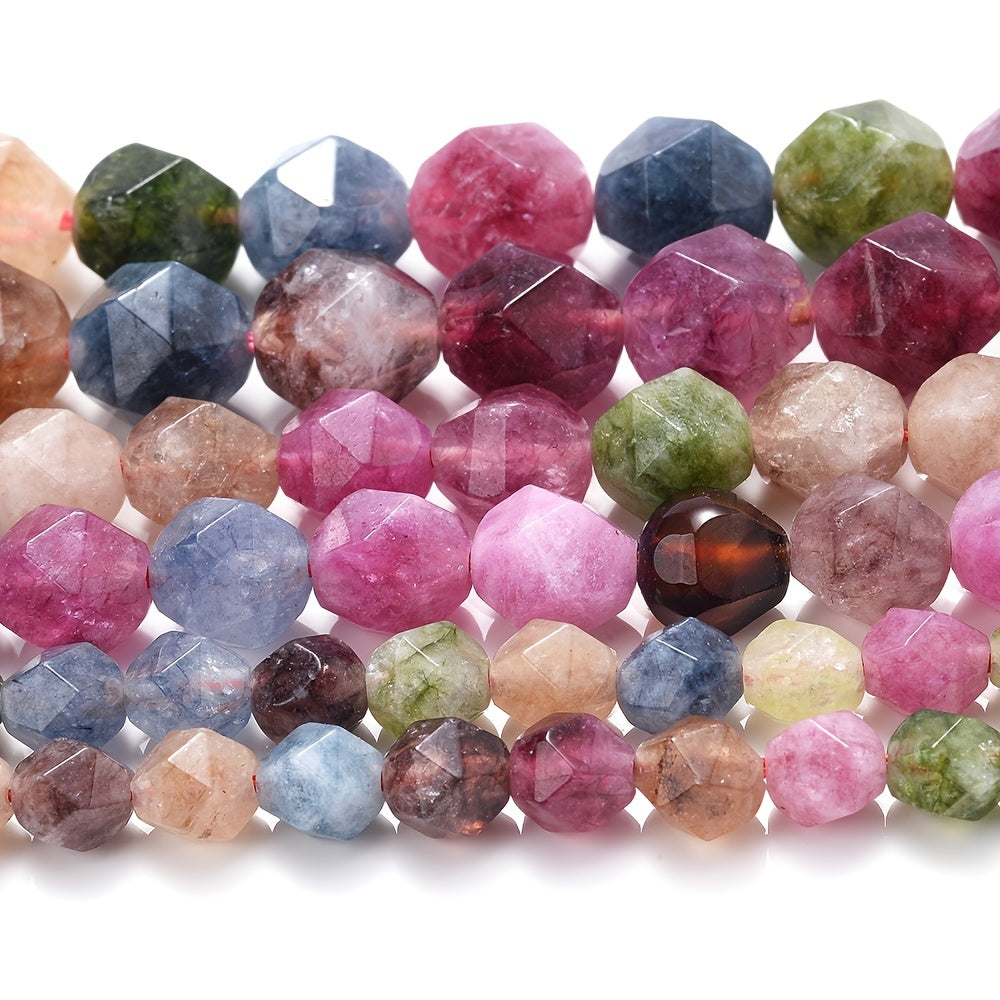 Faceted Tourmaline Beads Natural Stone Jewelry Spacer Beads for Bracelets Necklaces 6/8/10mm