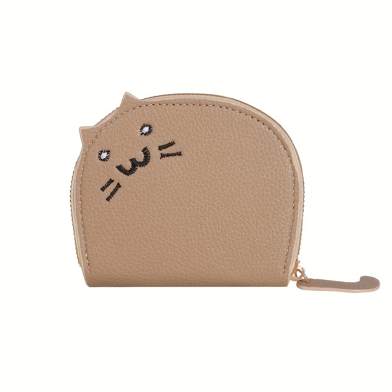 Cat-Shaped Casual Wallet for Women Synthetic Material Card Slots Zipper Closure