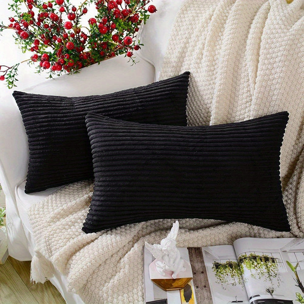 2 Pieces Corduroy Square Cushion Covers Short Plush Home Bedroom Car Living Room Decor