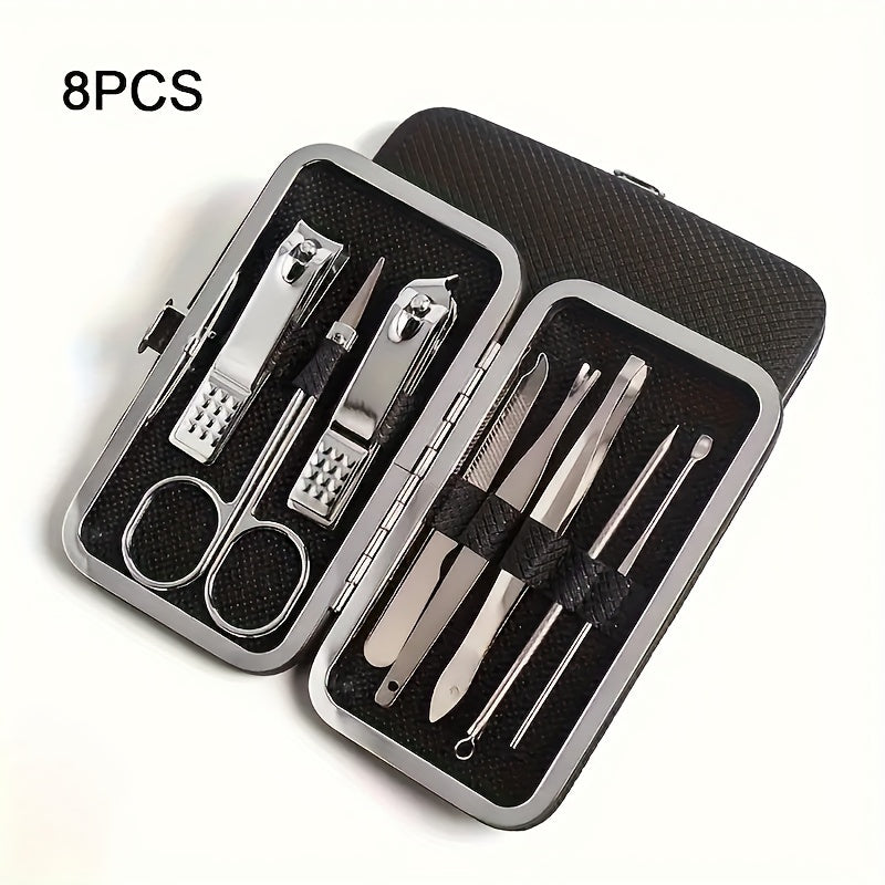 Set of 8 or 19 Stainless Steel Nail Clipper and Manicure Tools for Foot and Nail Care