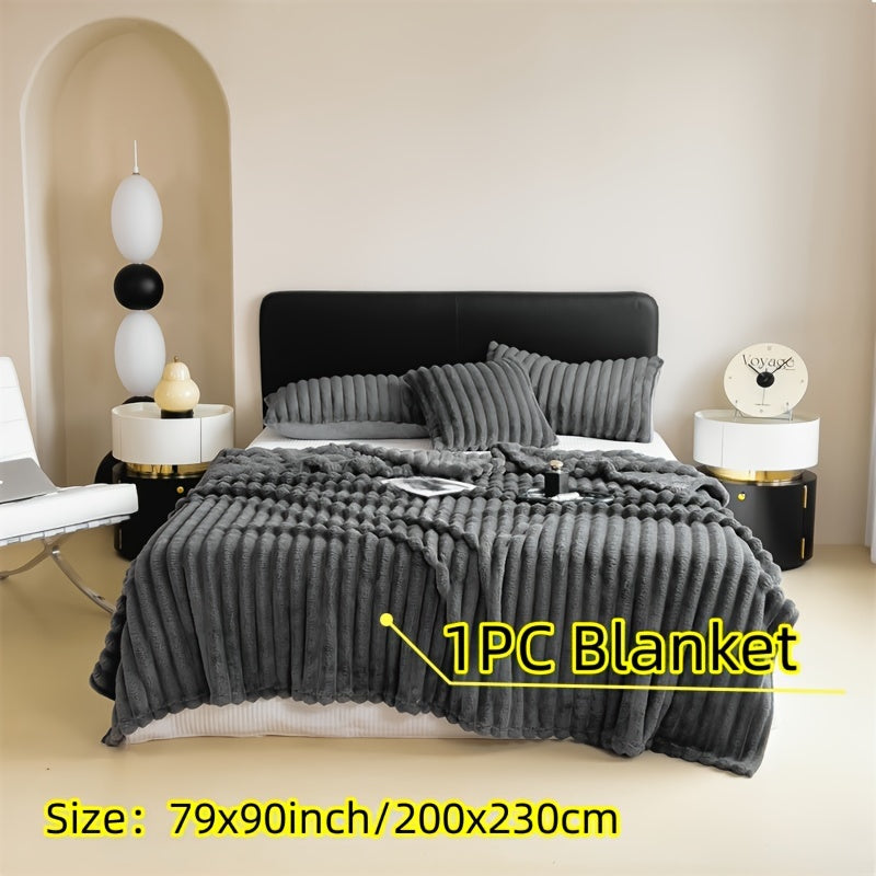 Double-Sided Fleece Blanket Soft Warm Throw Blanket for Dorms Offices Cars Sofa Travel