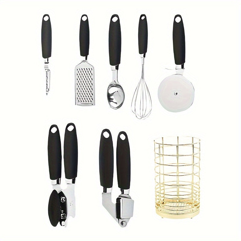 Set of 7 Stainless Steel Kitchen Utensils with Comfort Grip Handles