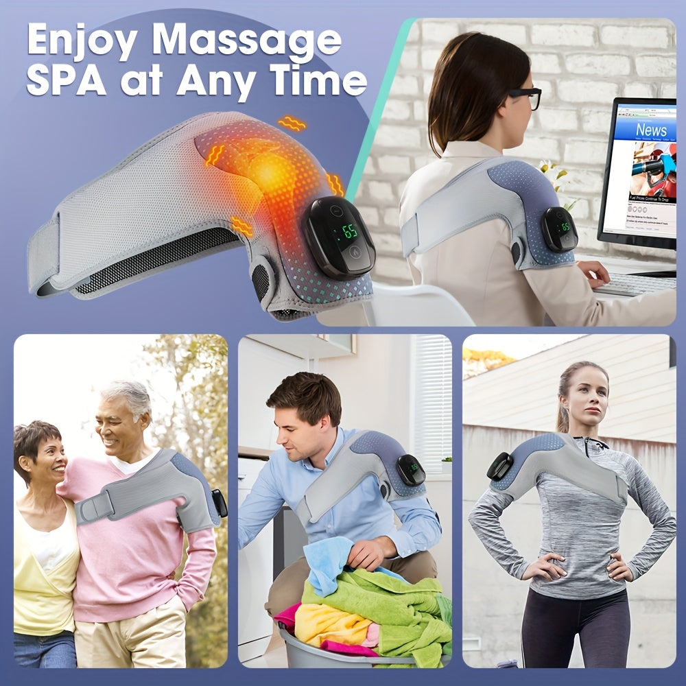 Wireless Shoulder Massager with Heat Vibration Rechargeable Battery