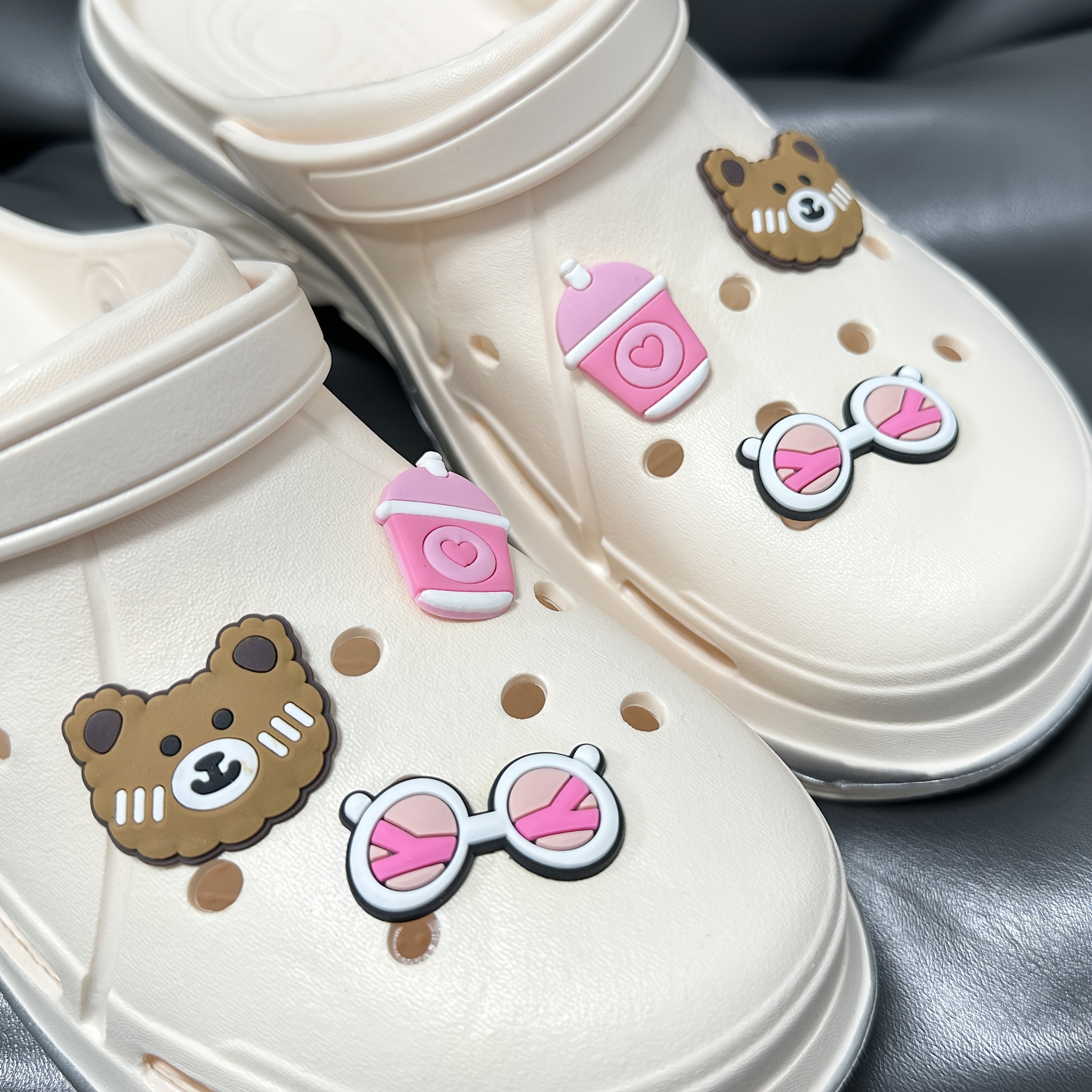 Women's Bear Cartoon Slippers EVA Clogs with Pink Bow Indoor Outdoor