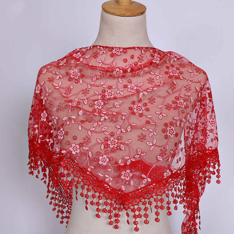 Women's Lace Triangle Veil and Scarf Set for Church Chapel Mantilla Style