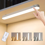 Luz LED táctil inalámbrica recargable con control remoto, montaje magnético, regulable para armarios, cocina y espejo de maquillaje