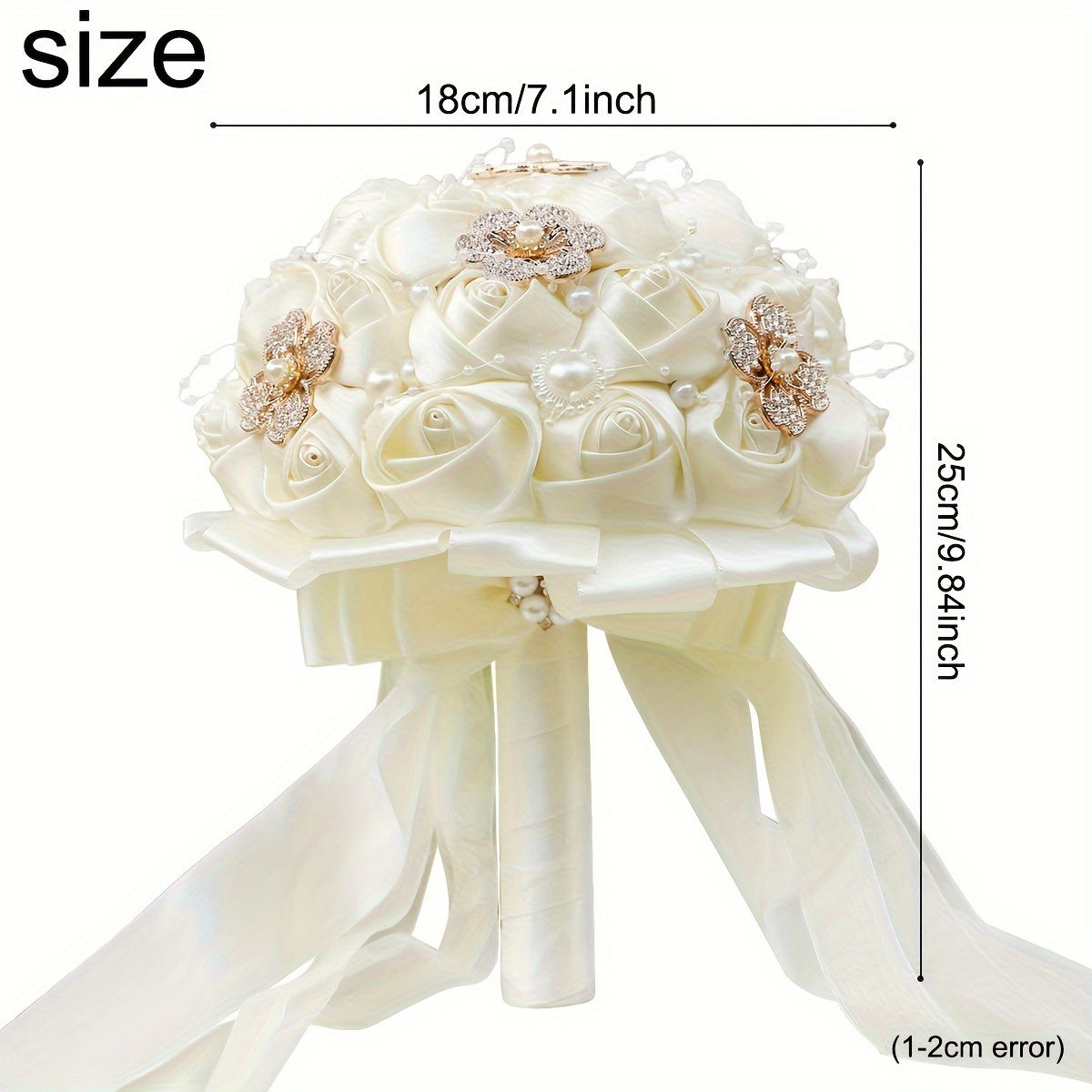 Sun'iy to'y gullari buketi, rhinestone brosh va marjonlar bilan