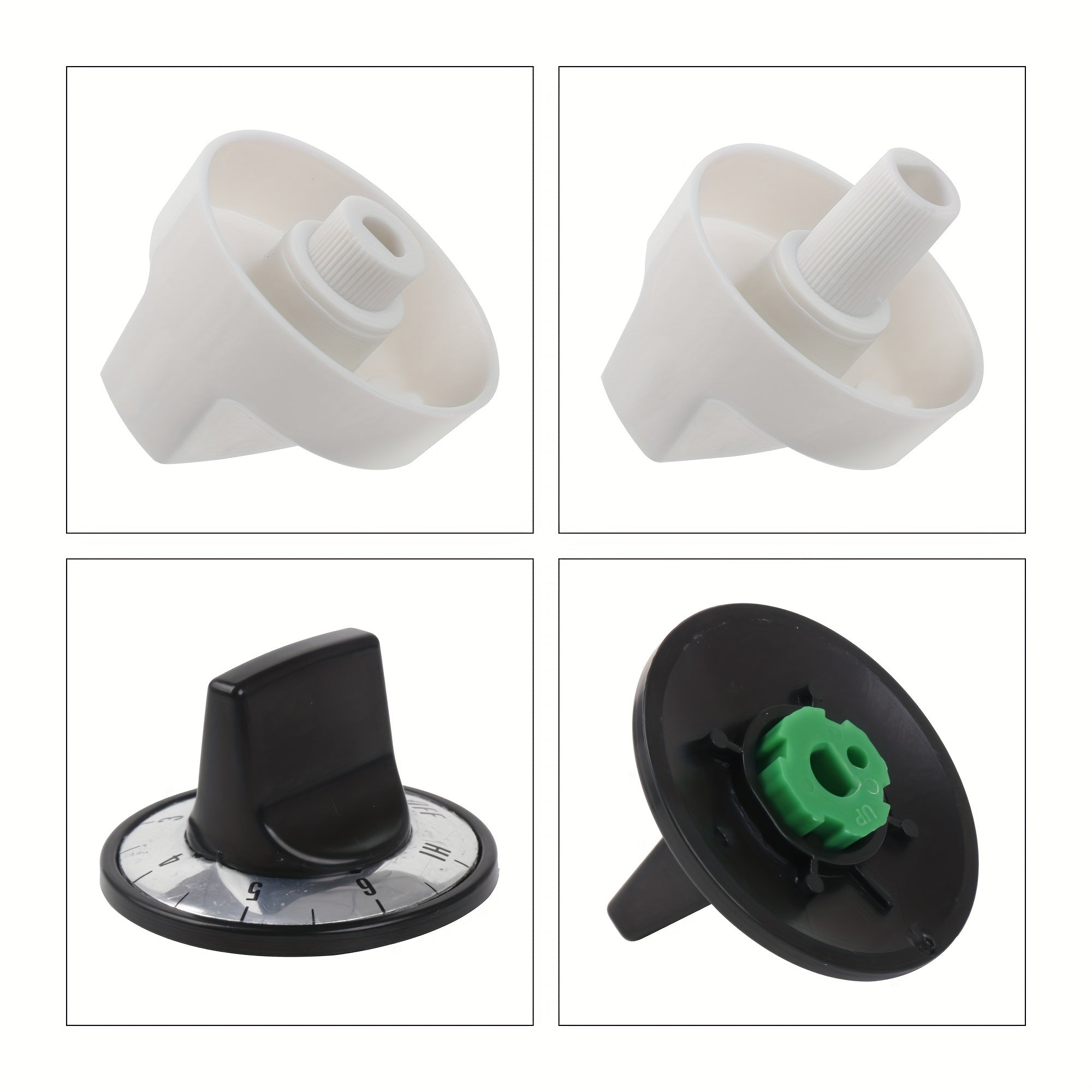 Kit de perillas eléctricas universales para estufa, 4 juegos, piezas de reemplazo de plástico blanco