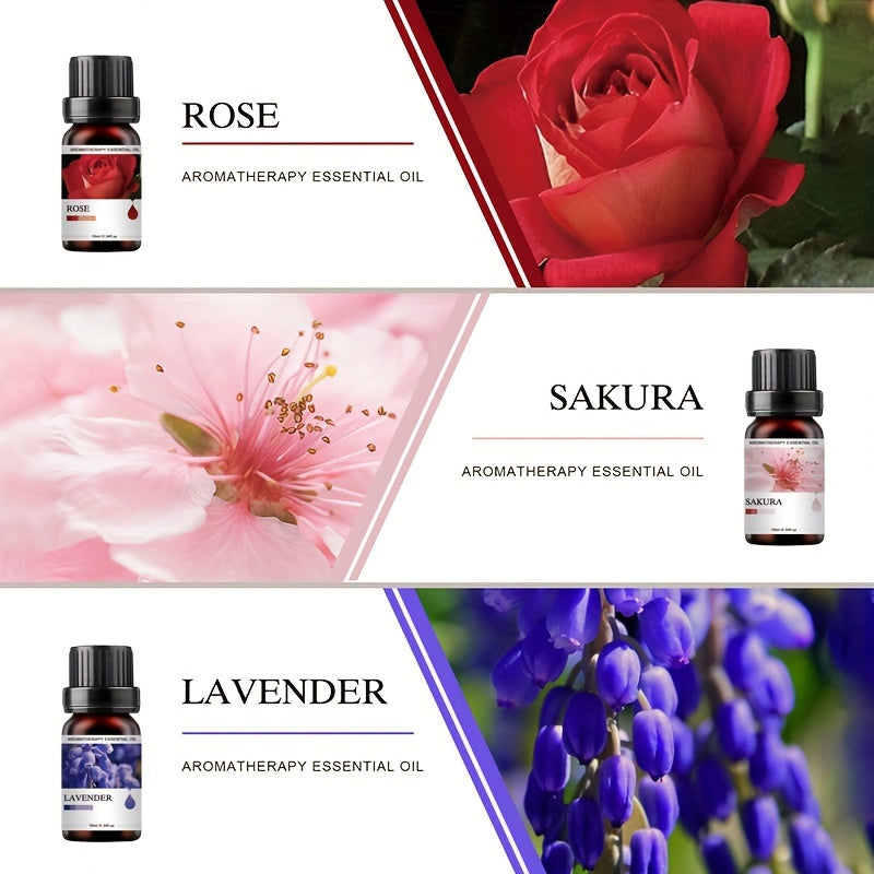 Juego de 5 aceites esenciales de 10ML de tapa plana para difusores, velas y aromaterapia