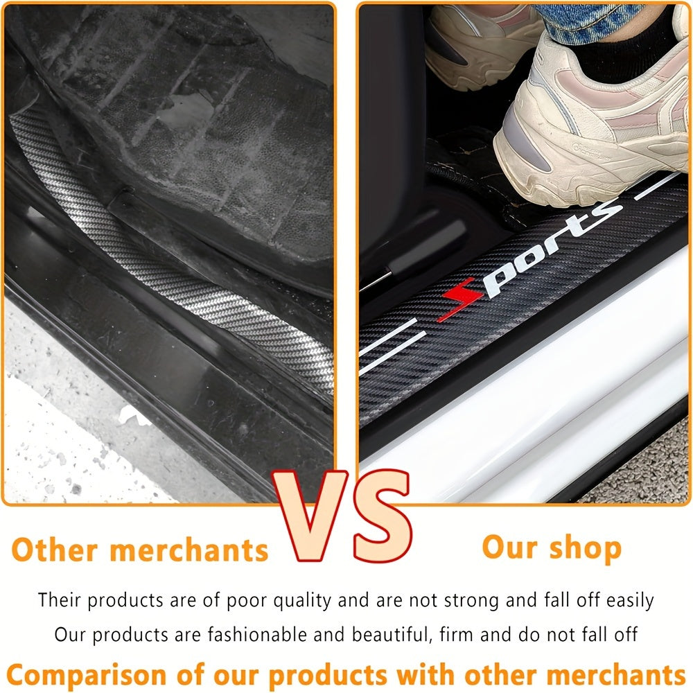 Universal Car Door Sill Protectors Faux Leather Threshold Strips 5-Pack