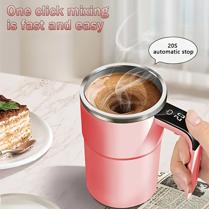 Sayohat va ichimliklar uchun harorat ko'rsatkichi bilan avtomatik aralashtirish kofe stakani