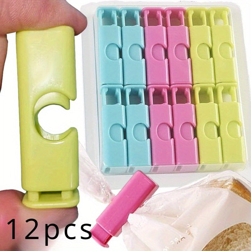 6 rangdagi 12 dona qayta ishlatiladigan plastmassa oziq-ovqat yopishqoq kliplar, non va atıştırmalıklarni havo o'tkazmaydigan saqlash uchun